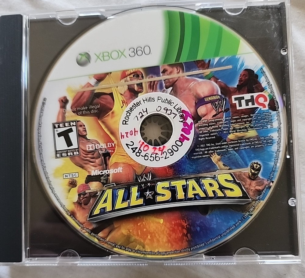 WWE All Stars (Microsoft Xbox 360, 2011) Loose Disc Only Tested