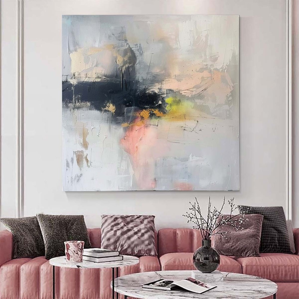 Pink Black Hand-painted abstract oil Painting on canvas Home Decor Room