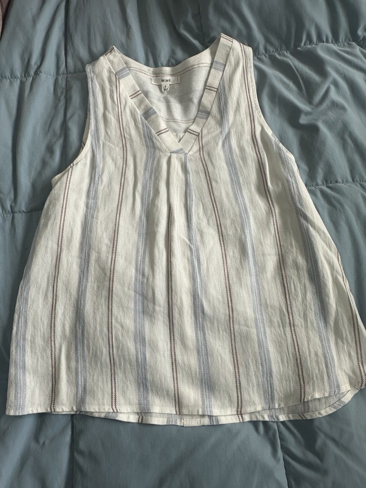 Mine Shirt Women’s Small Tank Top S Striped Boho Hippie Loose Fit Buttons