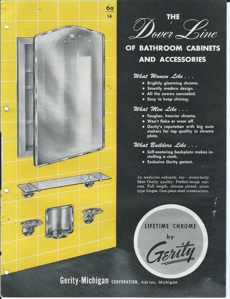 Brochure - Gerity - Dover Line Chrome Bathroom Cabinets Accessories c1949 (AF565