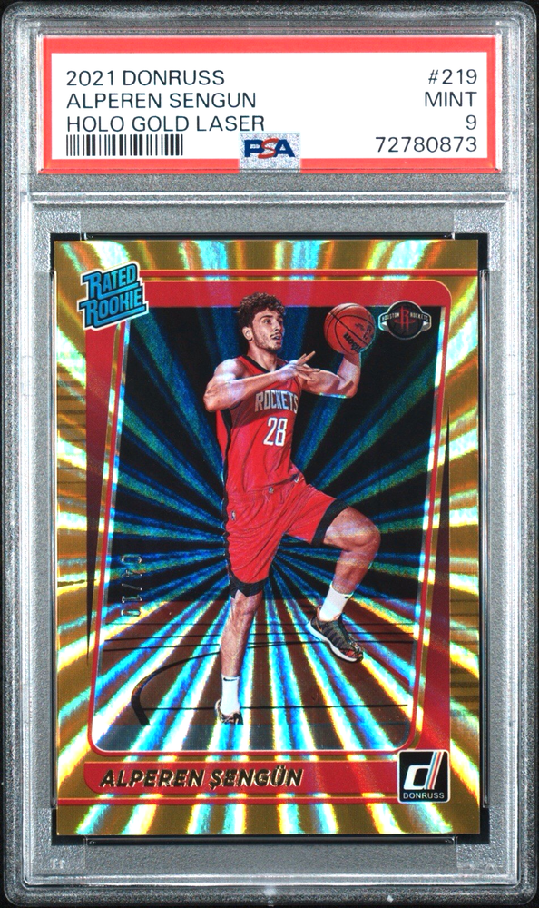2021 Panini Donruss Alperen Sengun Rated Rookie Holo Gold Laser RC /10 PSA 9