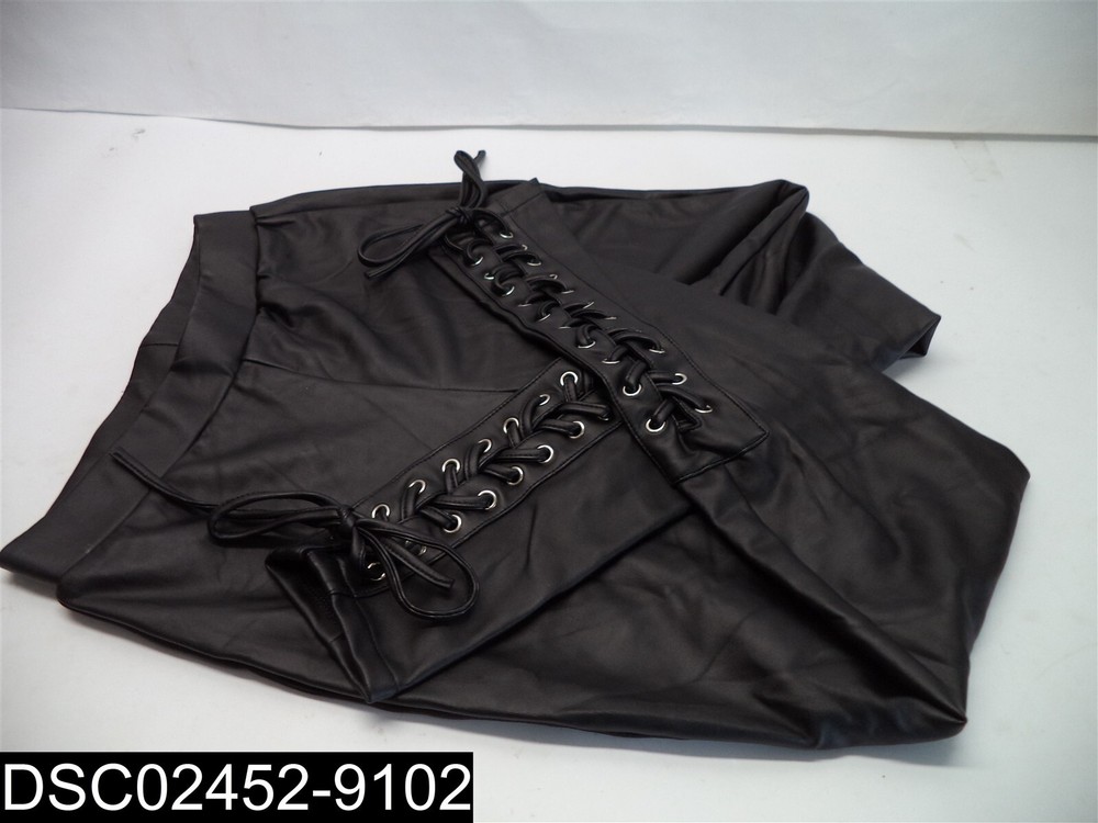 NWT: Size Small Say What? Dressy Black Lace Up Ankle Leather Pants