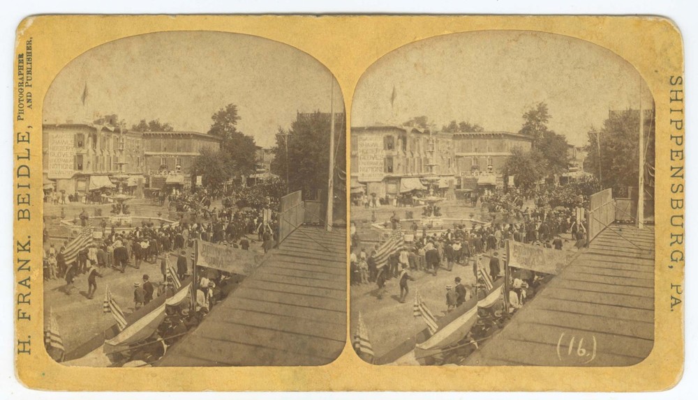 G2919~ PENNSYLVANIA – Chambersburg 1884 Centennial Stereoview – F. Beidel
