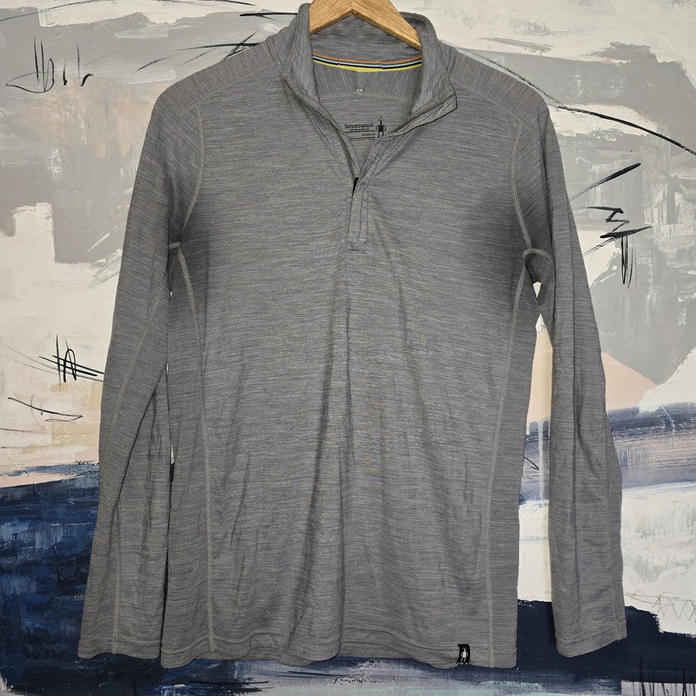 SmartWool Merino Sport 150 Light Grey Men's Small Merino Blend 1/4 Zip