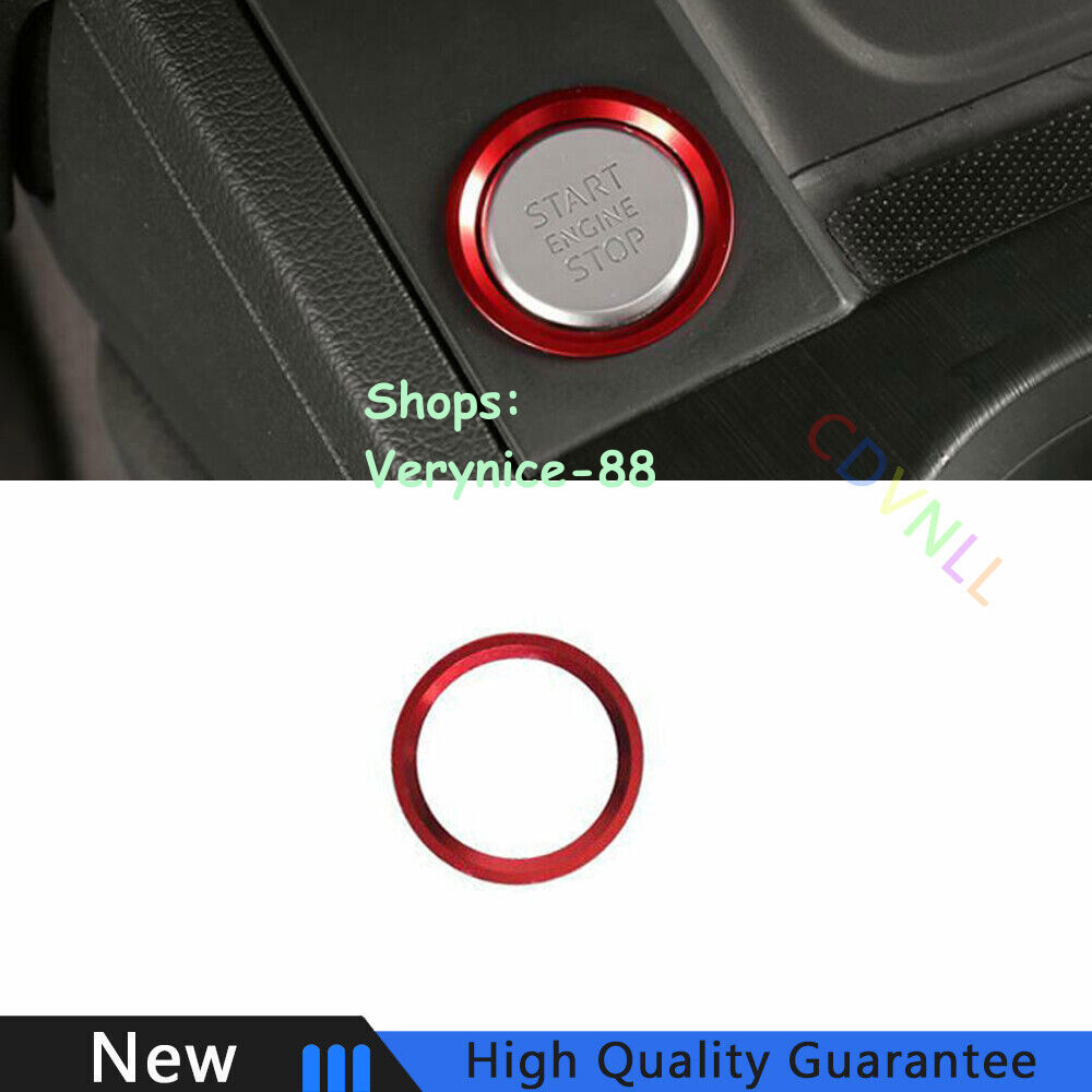 Fit For Audi Q7 2016-2019 Red Aluminum Car One-Click Startup Switch Cover Trim