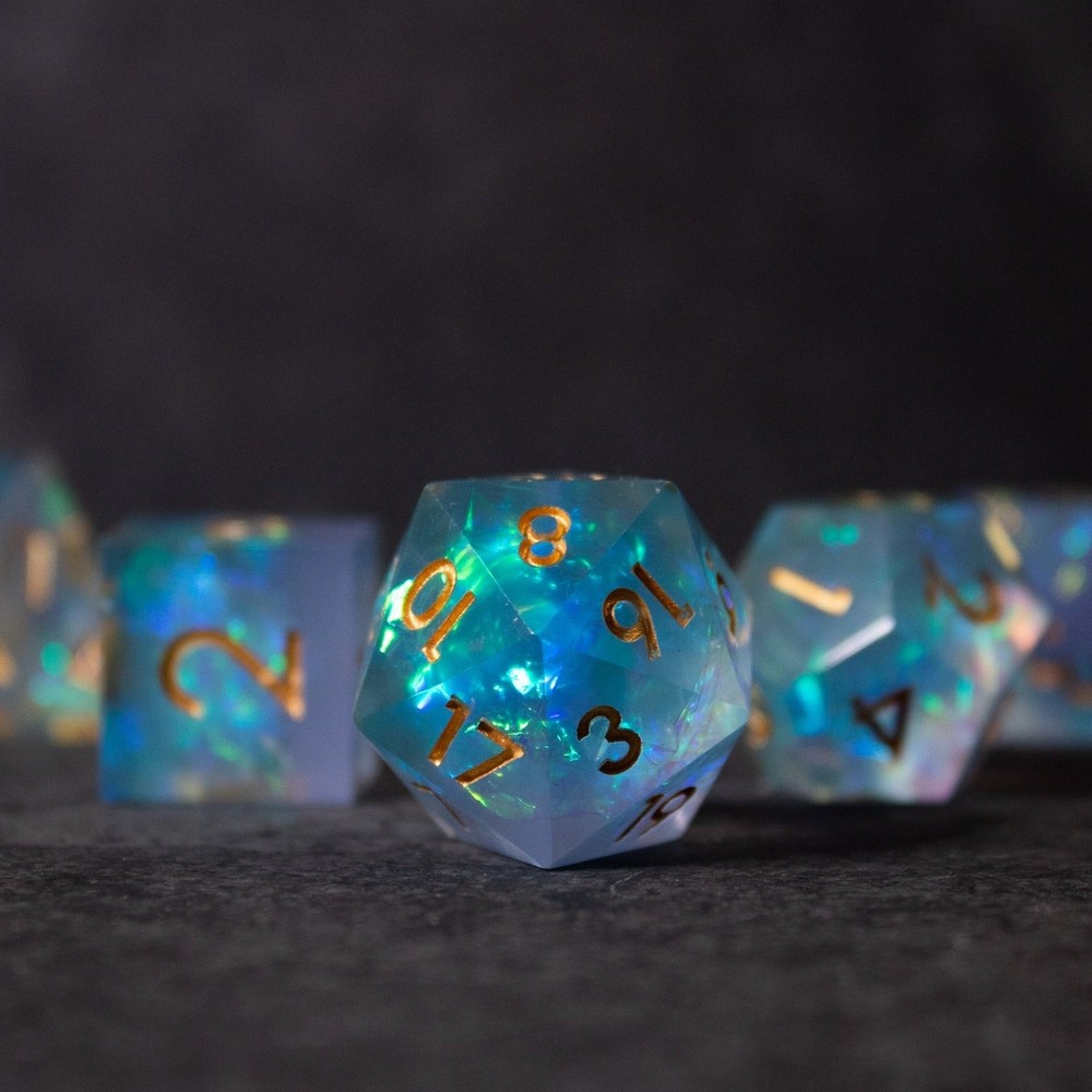 Frost Fire DnD Dice Set - Icy Sharp Edge Dice
