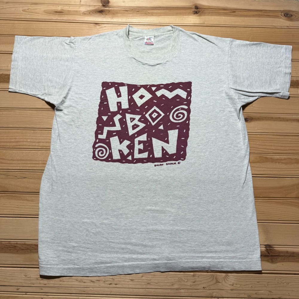 Vintage 80s 90s Hoboken Shack Travel Tourist Souvenir Heather Shirt USA Size XL