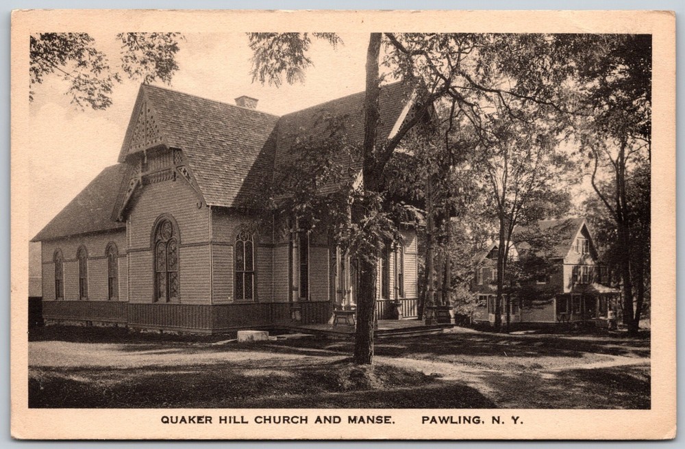 c1923 Quaker Hill Church & Manse PAWLING New York ANTIQUE Postcard