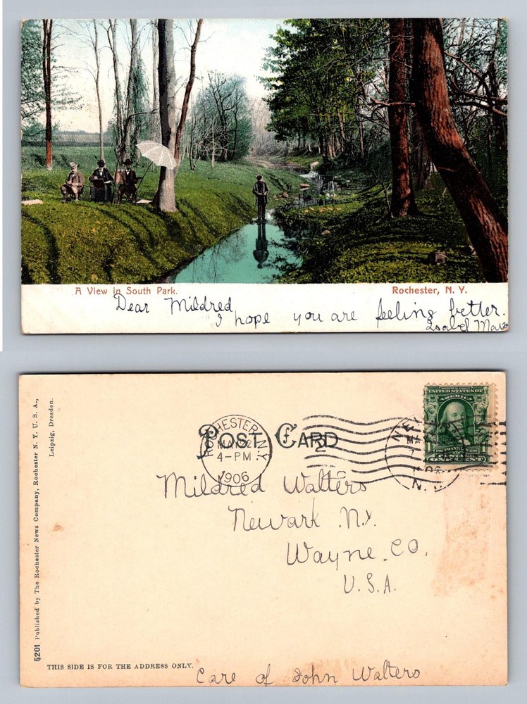 Rochester, NY-New York, South Park Stream Scene PC c1906 Vintage Postcard