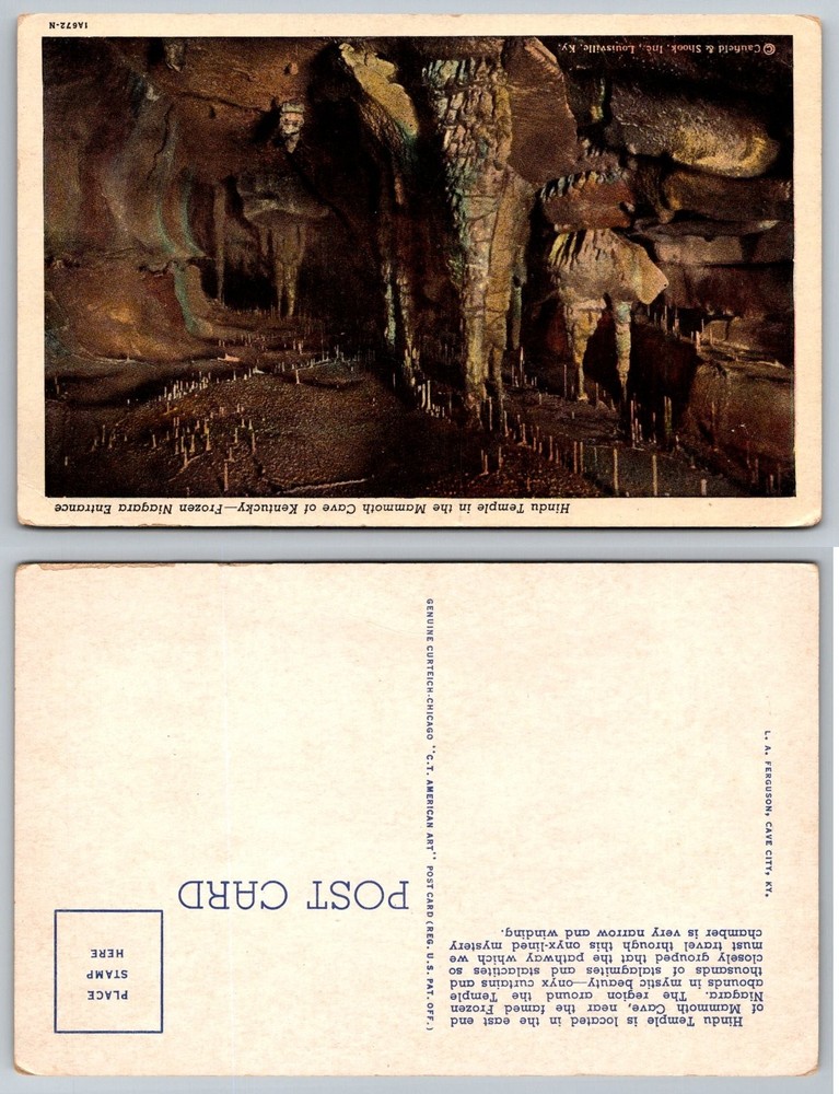Mammoth Cave Kentucky Hindu Temple Frozen Niagara Curteich Linen Postcard