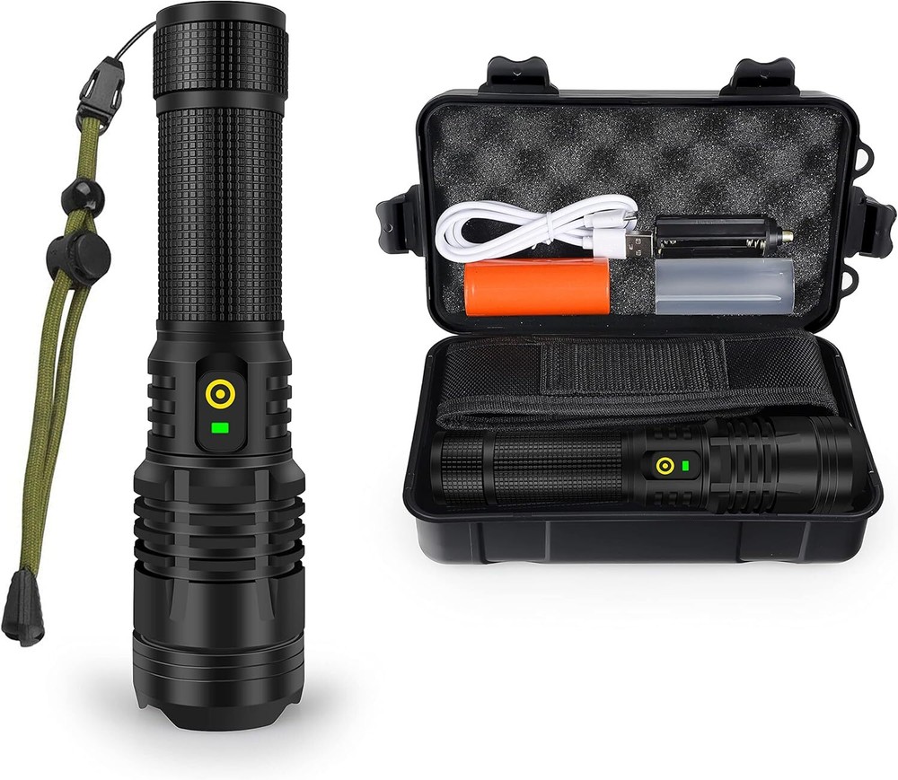 12000 Lumen Flashlight, USB Rechargeable Flashlight XHP70.2, High Powered LED 5
