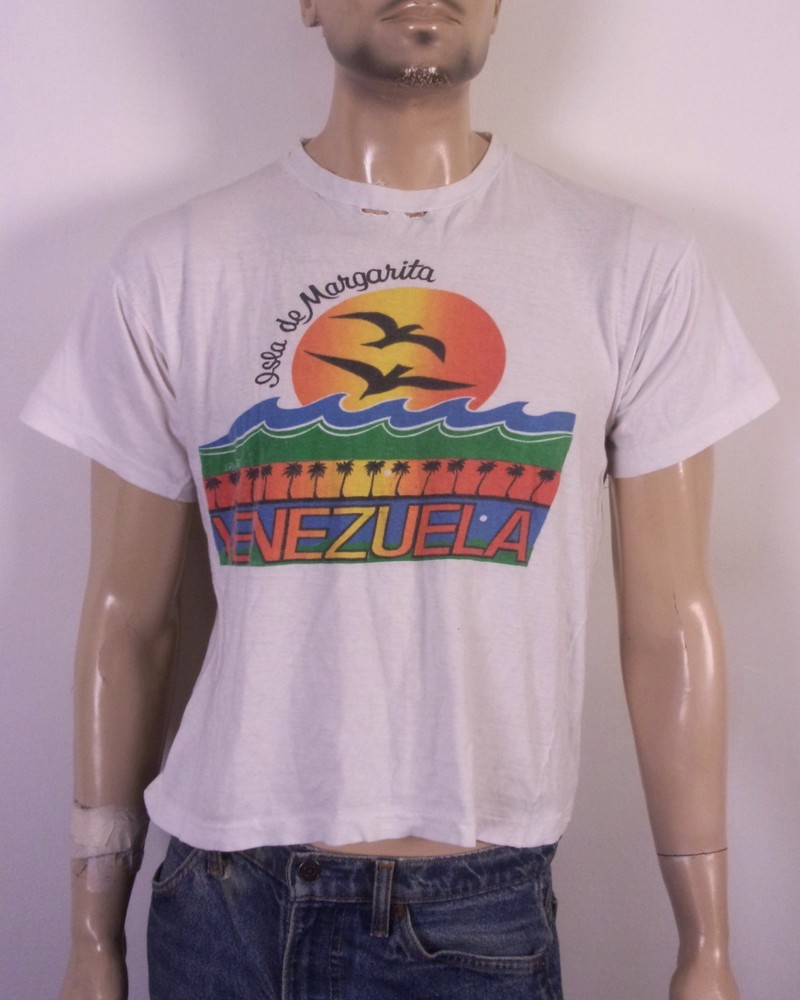 vintage 70s single stitch Distressed Venezuela T-Shirt Sunset Retro Boxy Fit XL