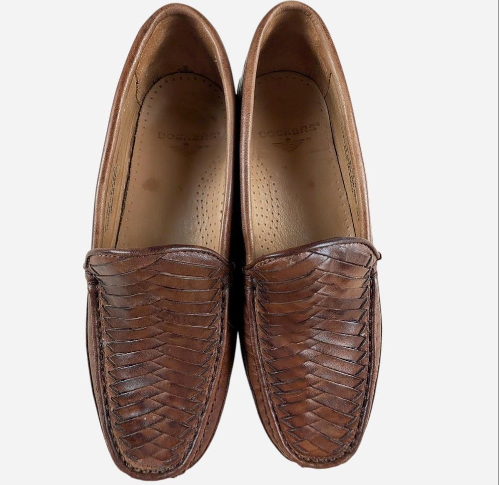 Dockers woven leather loafers mens 8.5 made in Brazil Grandpa Casual Workplace