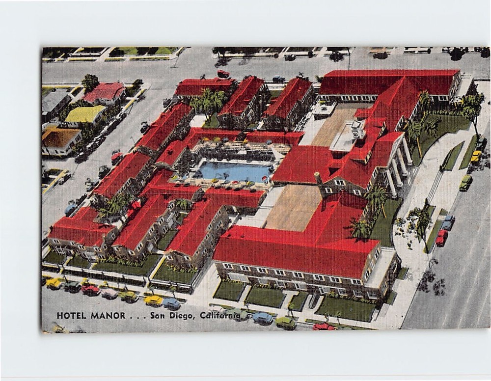 Postcard Aerial View of Hotel Manor San Diego California USA