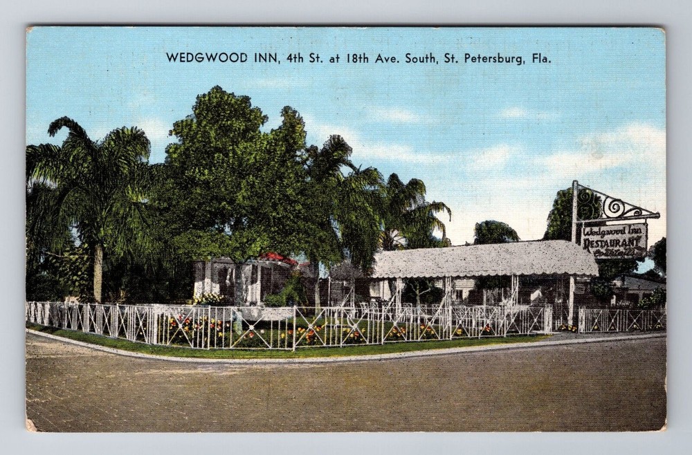 St Petersburg FL-Florida, Wedgwood Inn, Advertising, Vintage Souvenir Postcard