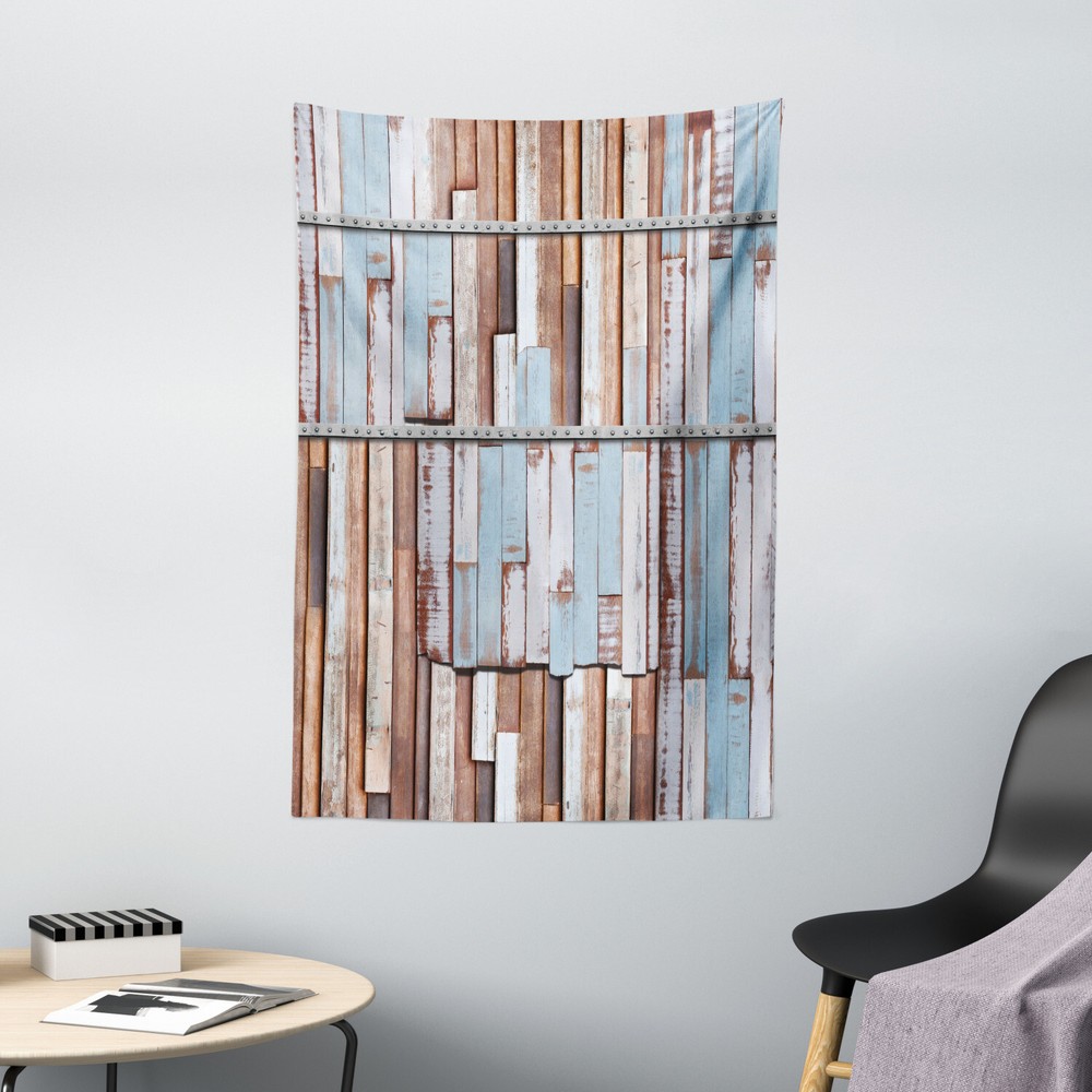 Rustic Tapestry Rusty Screw Wooden Style Print Wall Hanging Decor