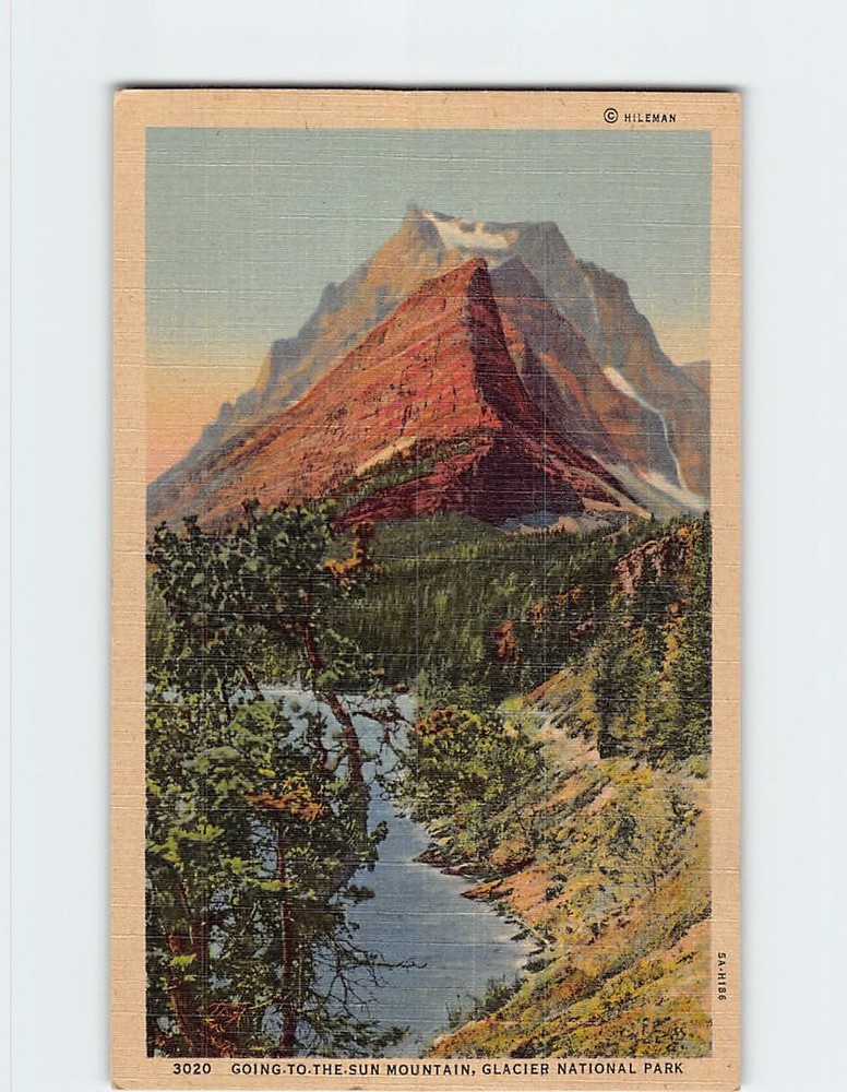 Postcard Going To The Sun Mountain Glacier National Park Montana USA