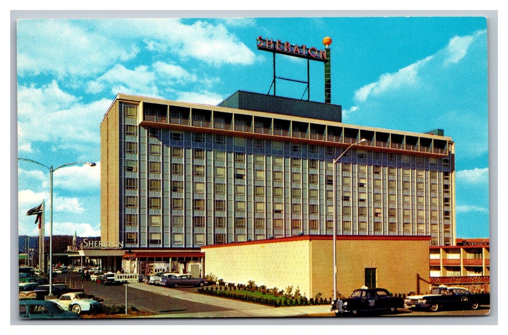 Portland Oregon OR Sheraton Hotel Bird's-Eye View Chrome Postcard