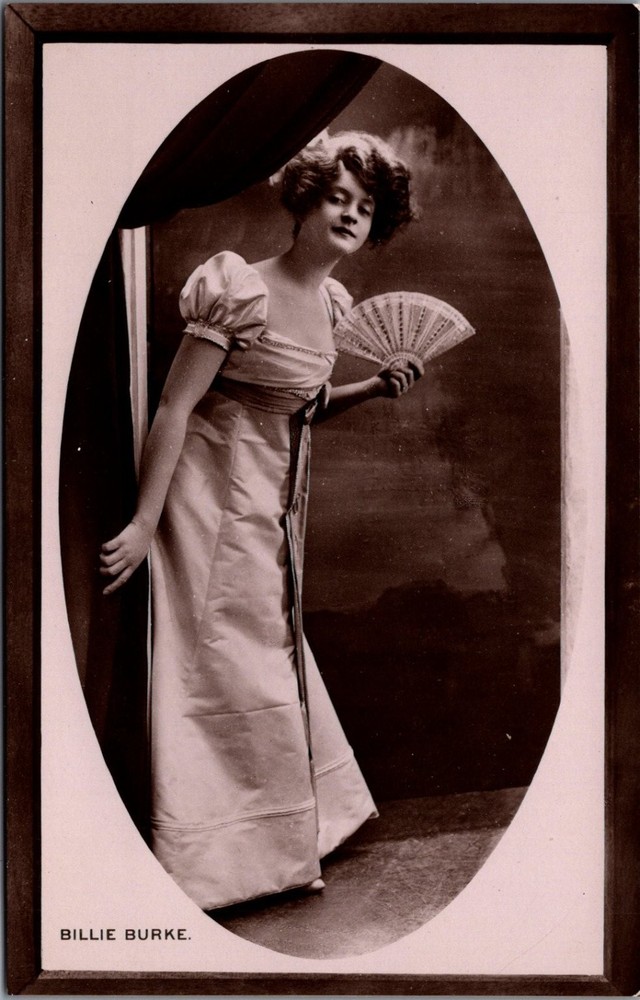 Billie Burke Actress RPPC Postcard Davidson Bros. London New York Fan Portrait