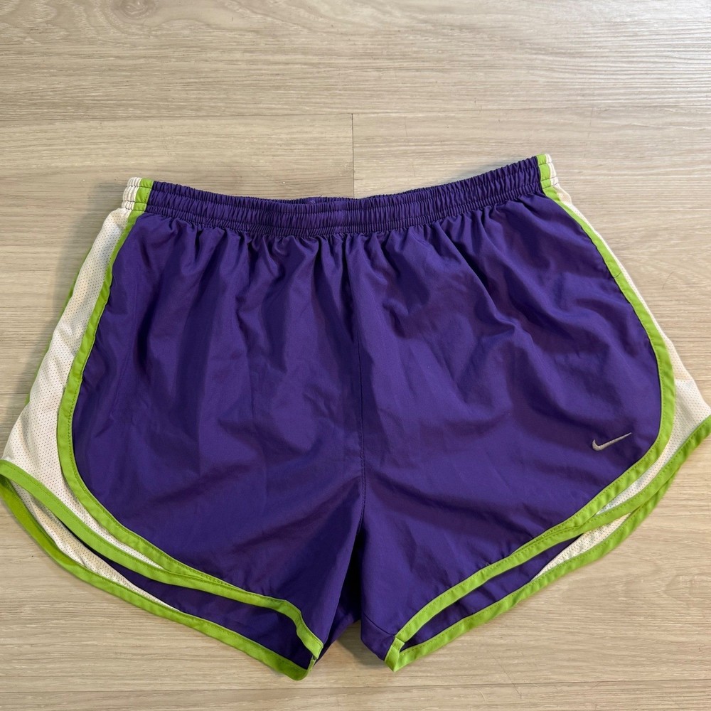 Nike Dri-FIT Tempo Running Shorts Purple Lime Green White Mesh Womens Large