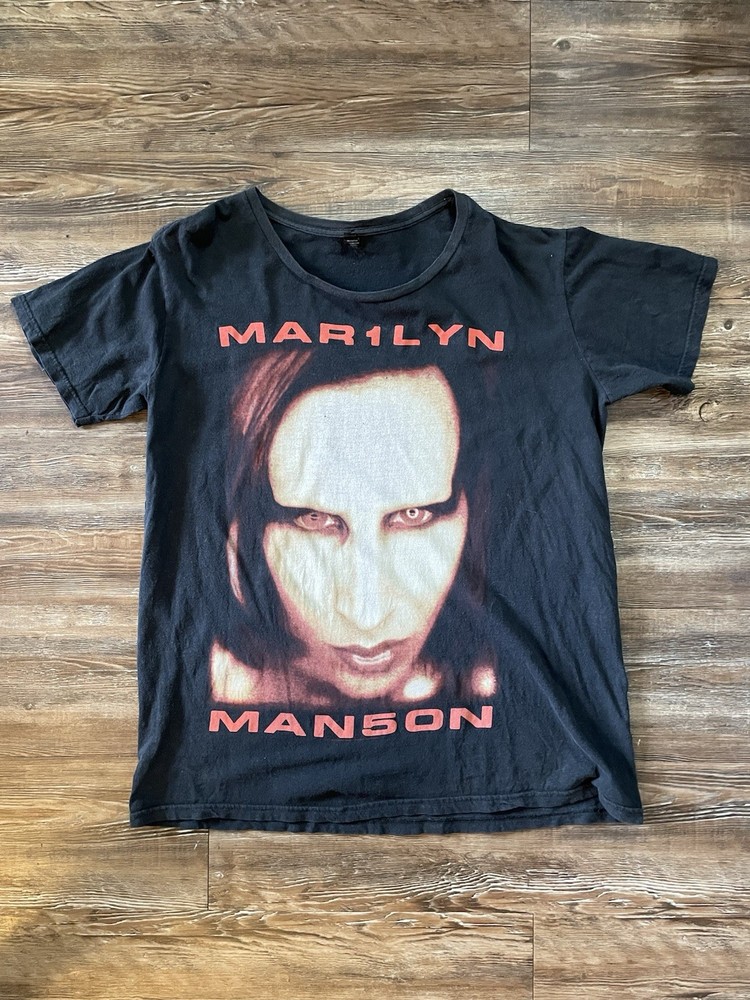2018 Marilyn Manson Black & Red Graphic Band Tee - Xl