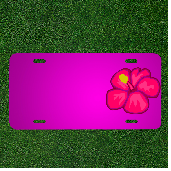 Custom Flower Pink Rosa Car License Plate with Personalized Name Add-On