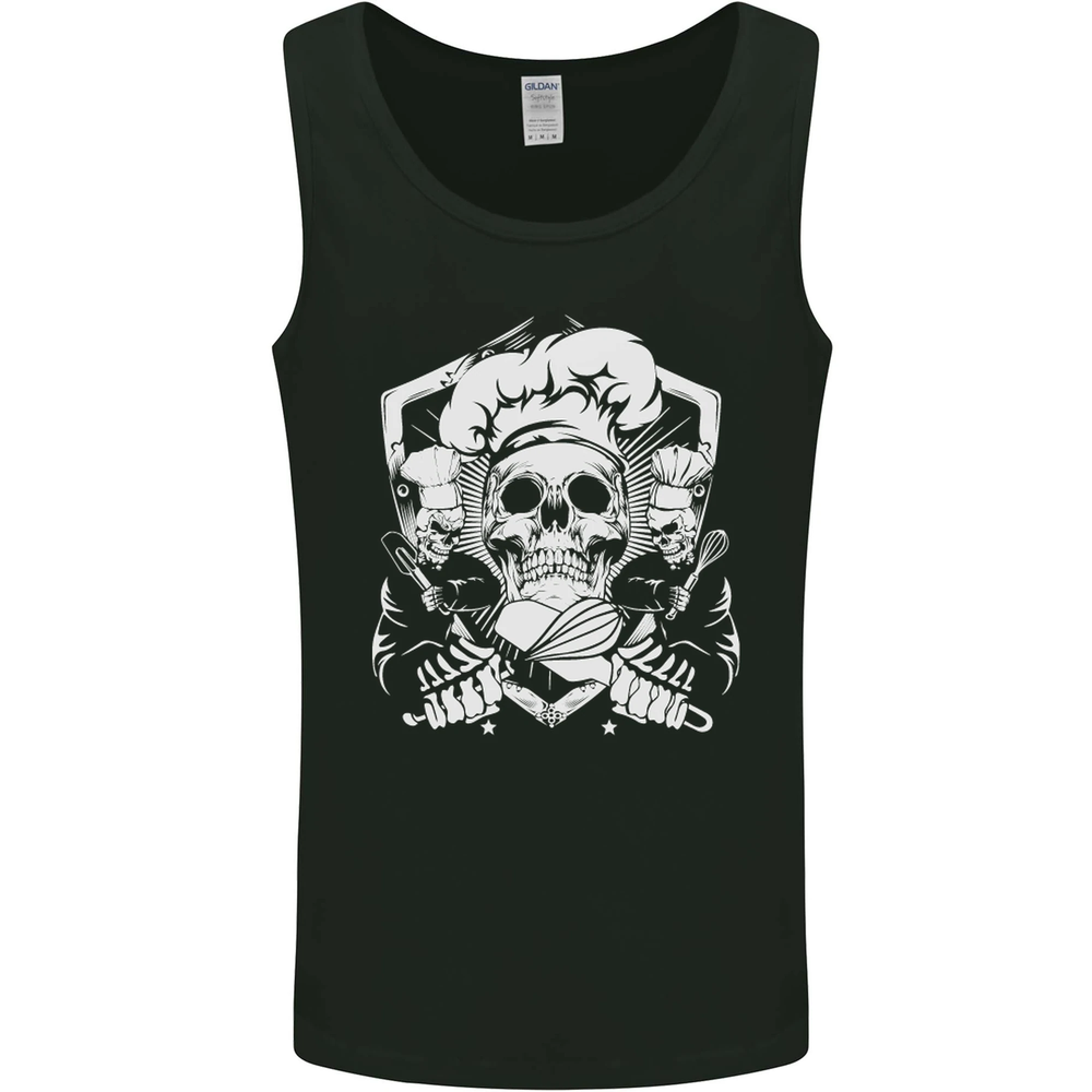 Skull Chef Cooking Baking Mens Sleeveless Vest Tank Top