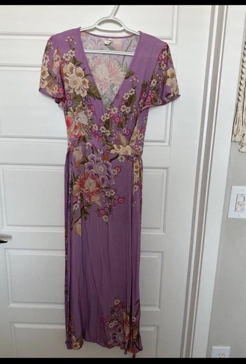 Spell & The Gypsy Blue Skies Black Maxi Wrap  Dress Kimono -S