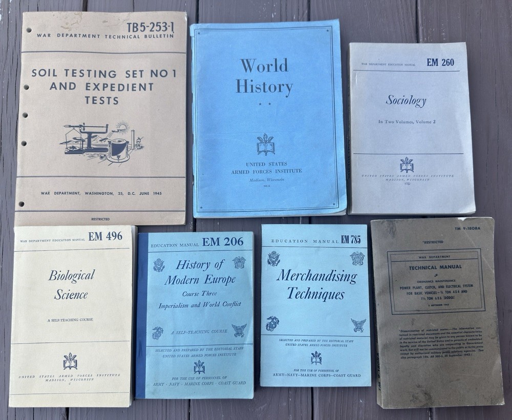 Vintage WWII War Department Manuals Lot 7 1940s Education Army Navy Army WWII