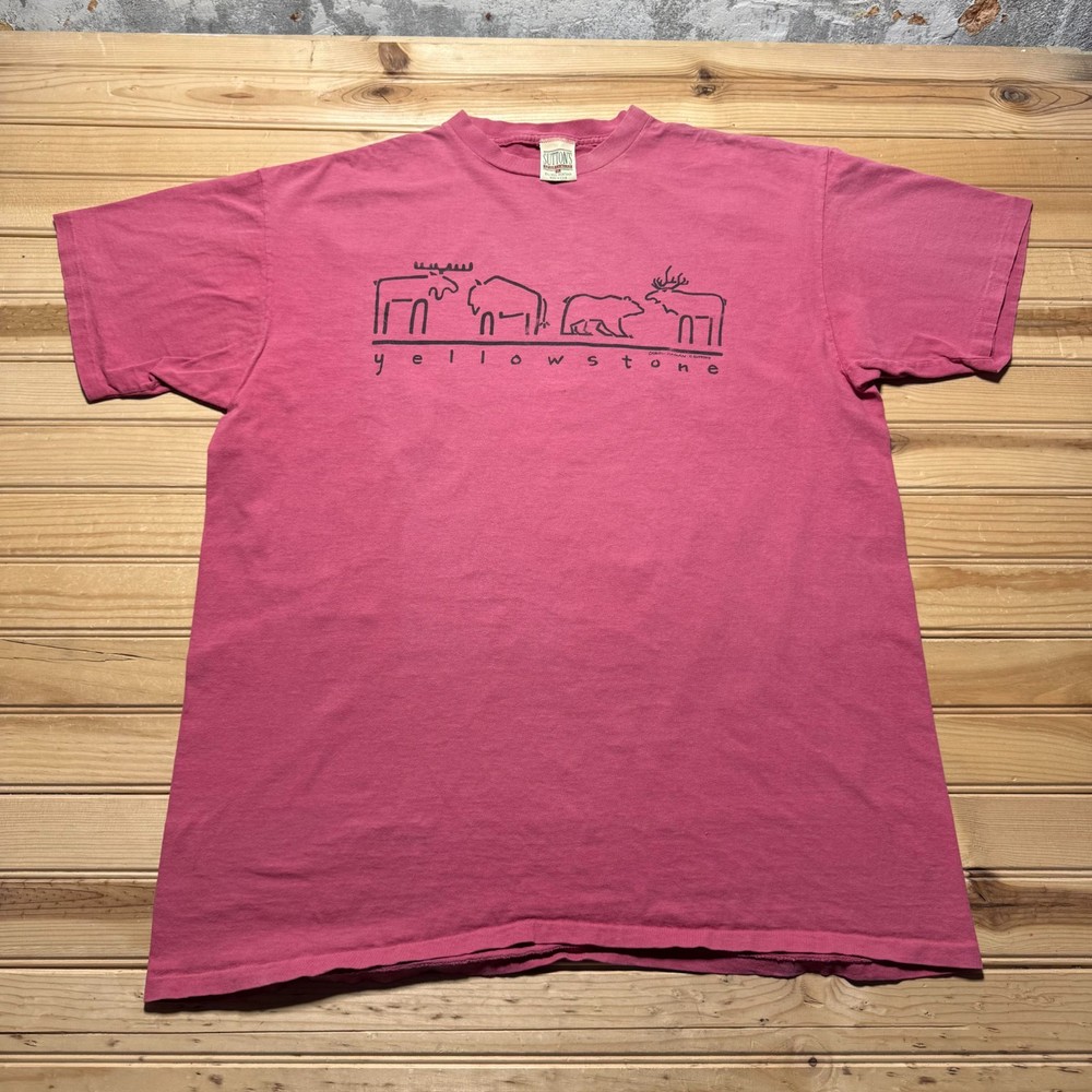 Vintage 90s Yellowstone National Park Animals Wildlife Souvenir T-Shirt USA - XL