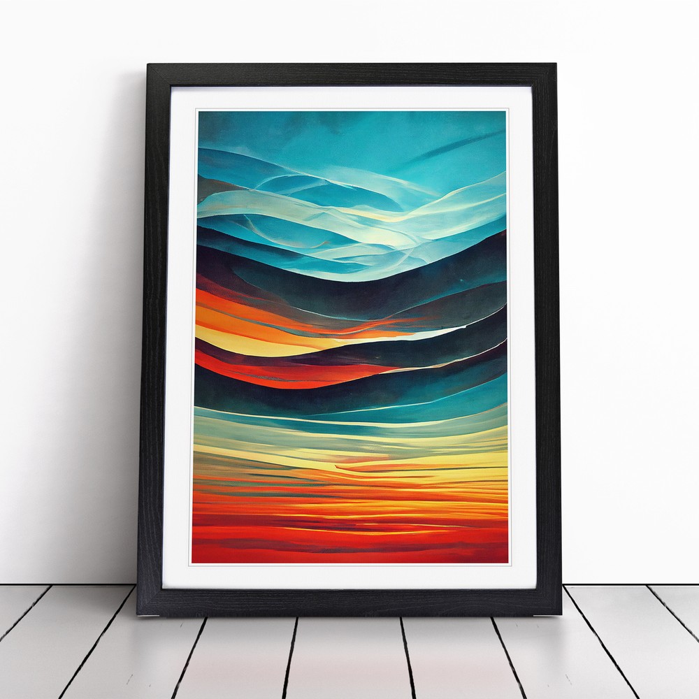 Sunset Abstract Art No.2 Wall Art Print Framed Canvas Picture Poster Decor