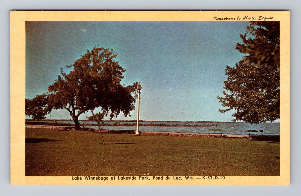Fond du Lac WI- Wisconsin Lake Winnebago At Lakeside Park Vintage Postcard