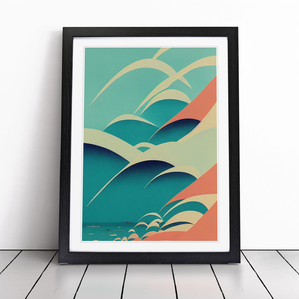 Ocean Wave Pop Art No.1 Wall Art Print Framed Canvas Picture Poster Decor