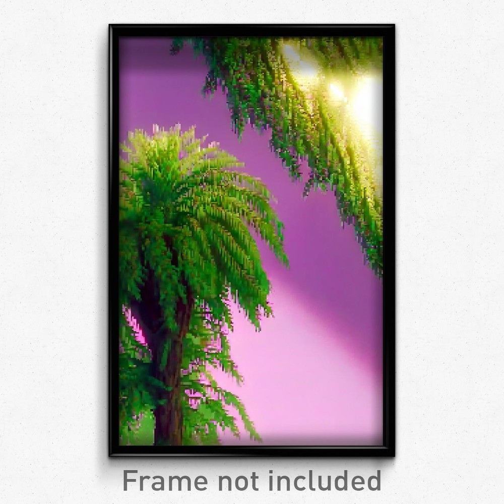 8 Bit Psychedelic Trippy Pixel Art Bush Poster - Extra Small Video Game Print