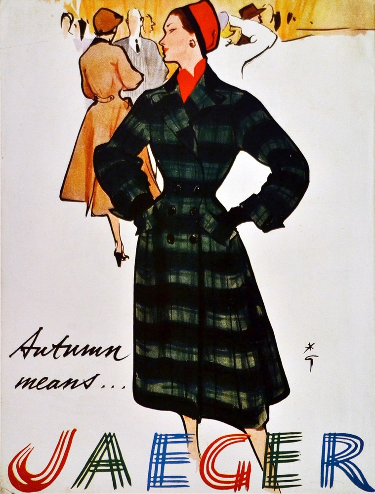 Poster print.Interior design Art.Retro fashion.Jaeger clothes.6329