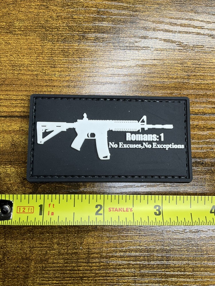 No Excuses No Exceptions Romans PVC Tactical Morale Patch HOOK-3D Design