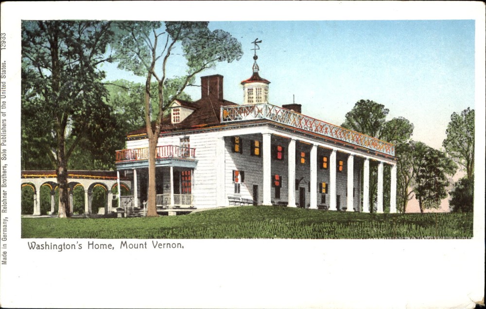 Washington's Home Mount Vernon Virginia gilt windows and fence ~ UDB c1905