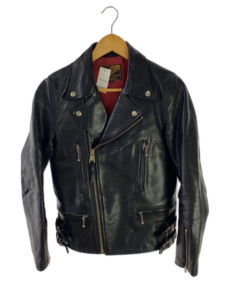 Y 2 Leather Double Riders Jacket/36/Cowhide/Blk/Long Jean/Lightning Type 3483