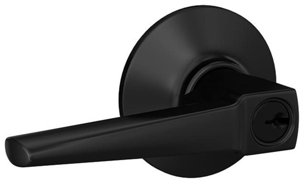 Schlage F51A-ELR-PLY Black Eller Single Cylinder Keyed Entry Door Lever