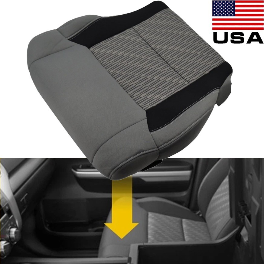 2014 - 2021 For Toyota Tundra Front Driver Bottom Cloth Seat Cover Gray/Black