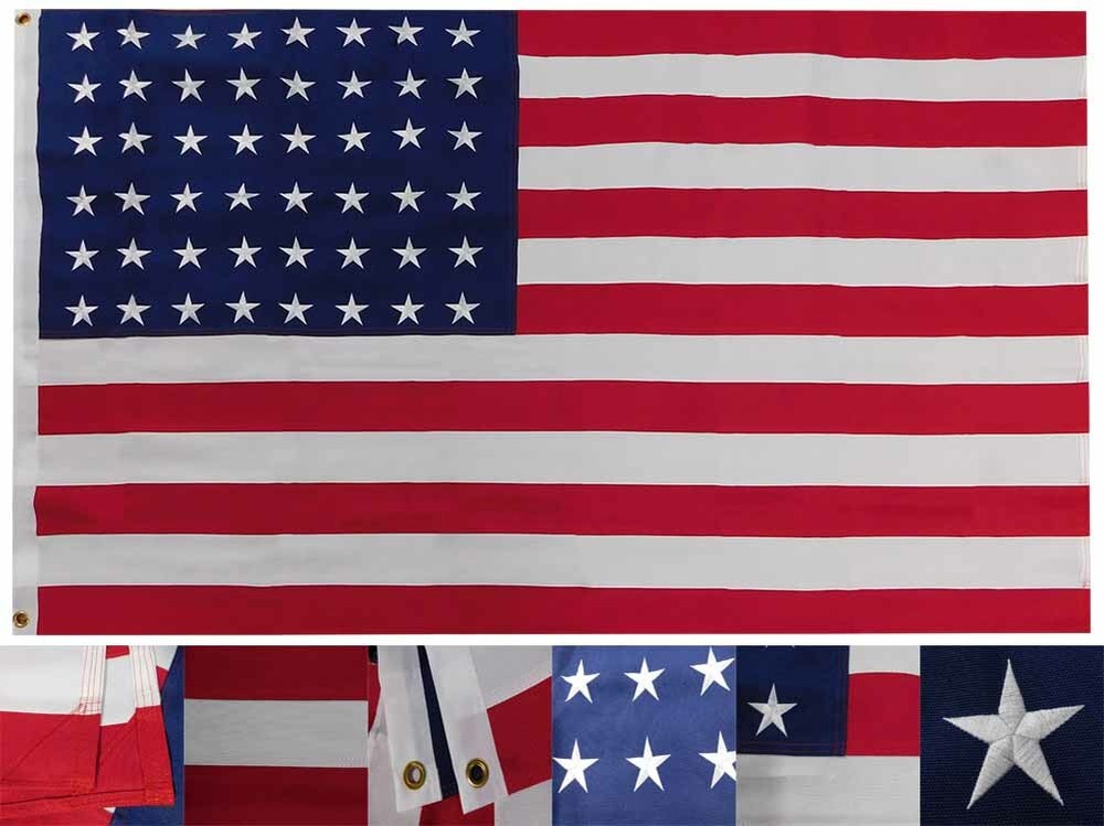 3x5 Embroidered 48 Star American Flag 600D Synthetic Cotton 3ft x 5ft