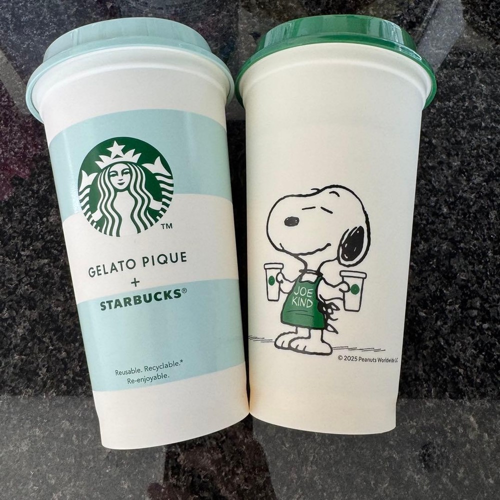 Starry Usable Cup Snoopy Jera Pique Set of 2