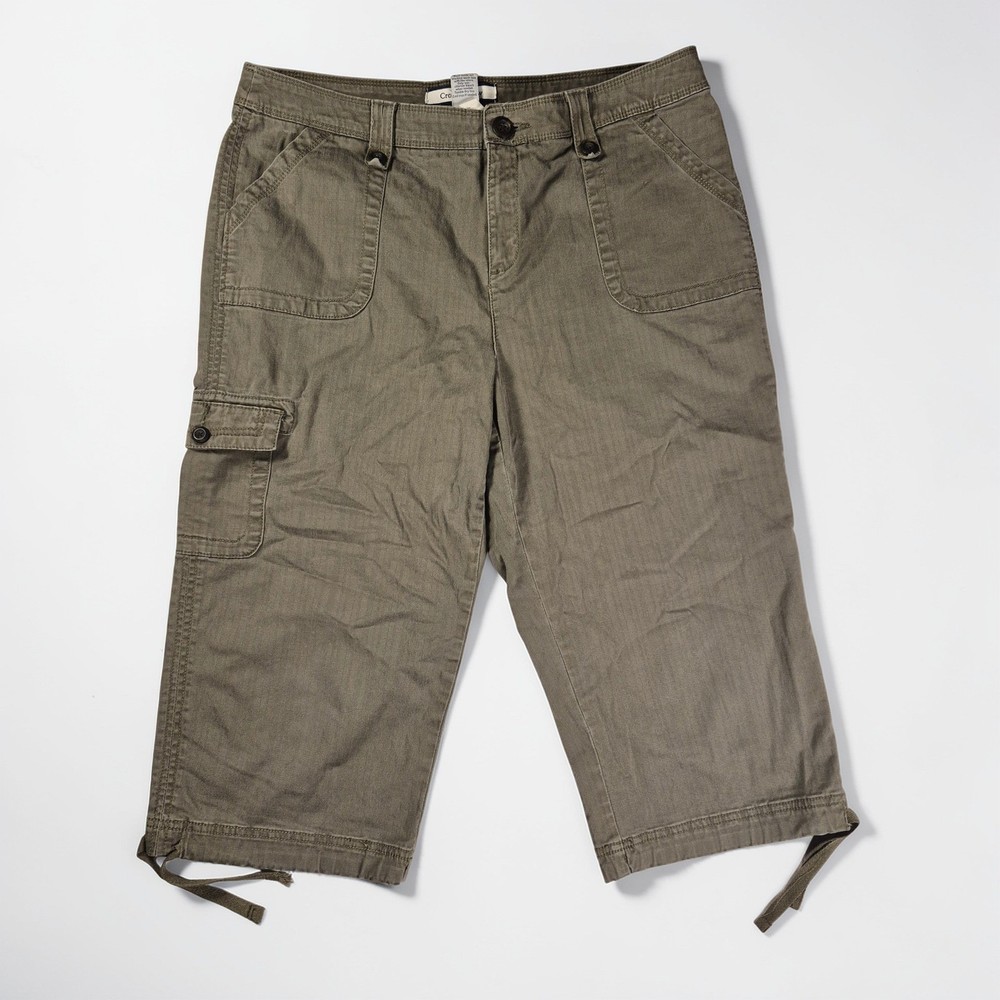 Croft & Barrow Cargo Capris Womens 12 Green Stretch Natural Fit