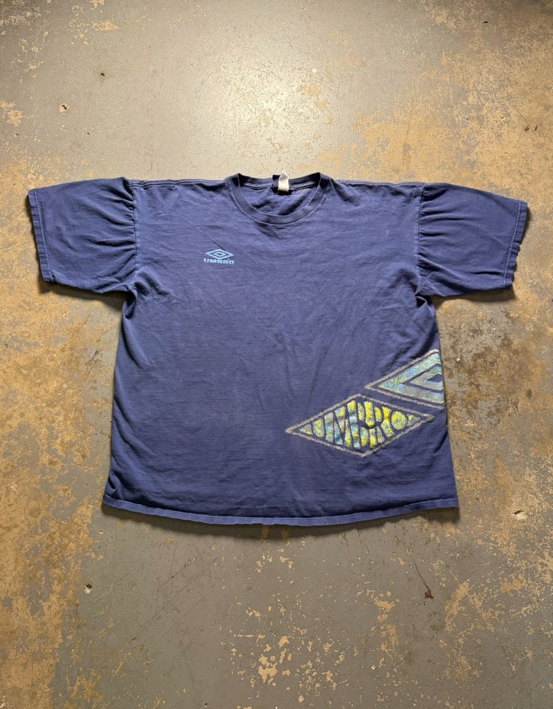 Vintage 90’s Blue Umbro Soccer Football Y2K Wraparound Shirt-Size XXL