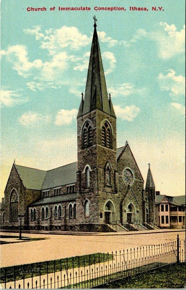 c1910s Church Of The Immaculate Conception Ithaca New York Vintage Postcard