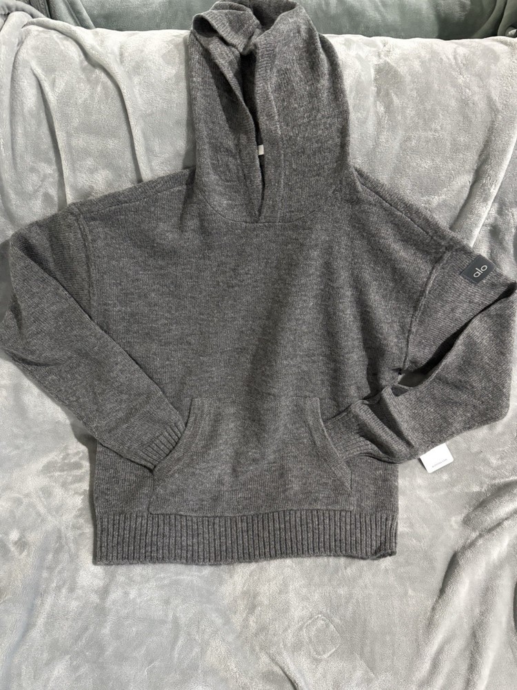 Alo Yoga Women’s Platinum Grey Cashmere New Class Hoodie Size  Large- U3047R