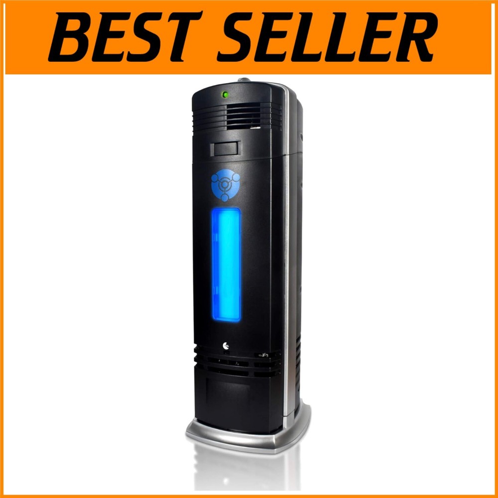Black Ionic Air Purifier with Permanent Filter and UV-C Night Light - 17