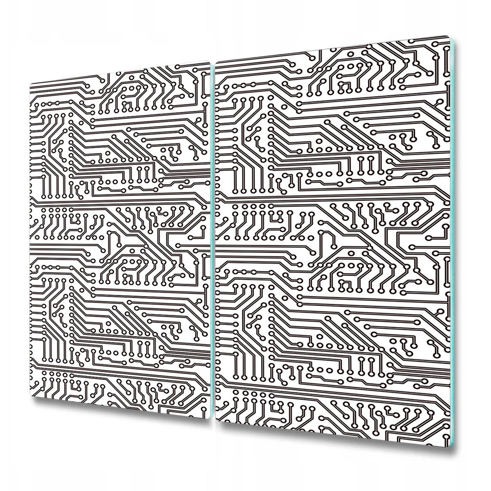 Glass Chopping Cutting Board Electronic circuit board grey and white design
