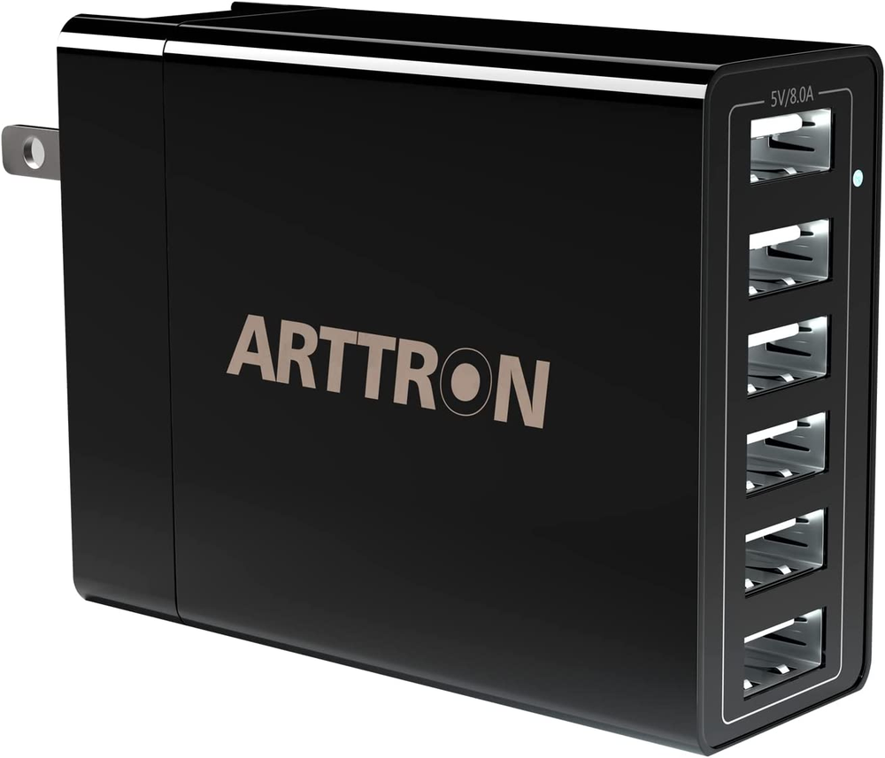40W 6-Port USB Wall Charger Fast Multi-Device Charging Station Lightweight  