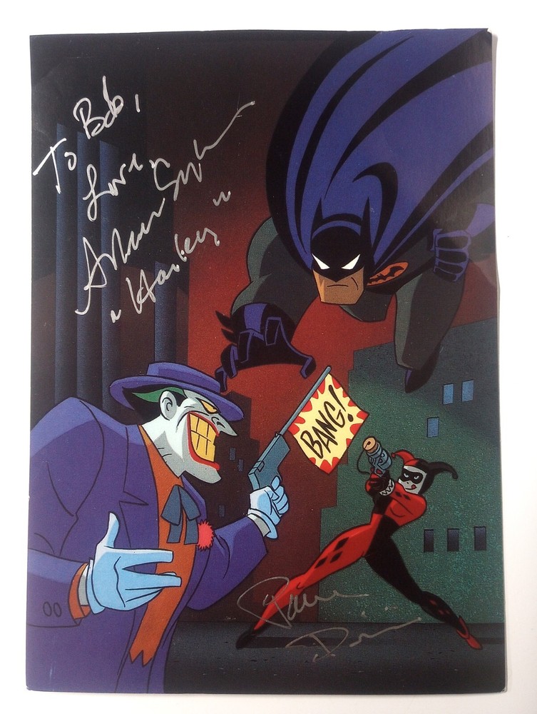 '93 BATMAN MASK of THE PHANTASM POSTCARD RARE EARLY HARLEY QUINN SIGNED